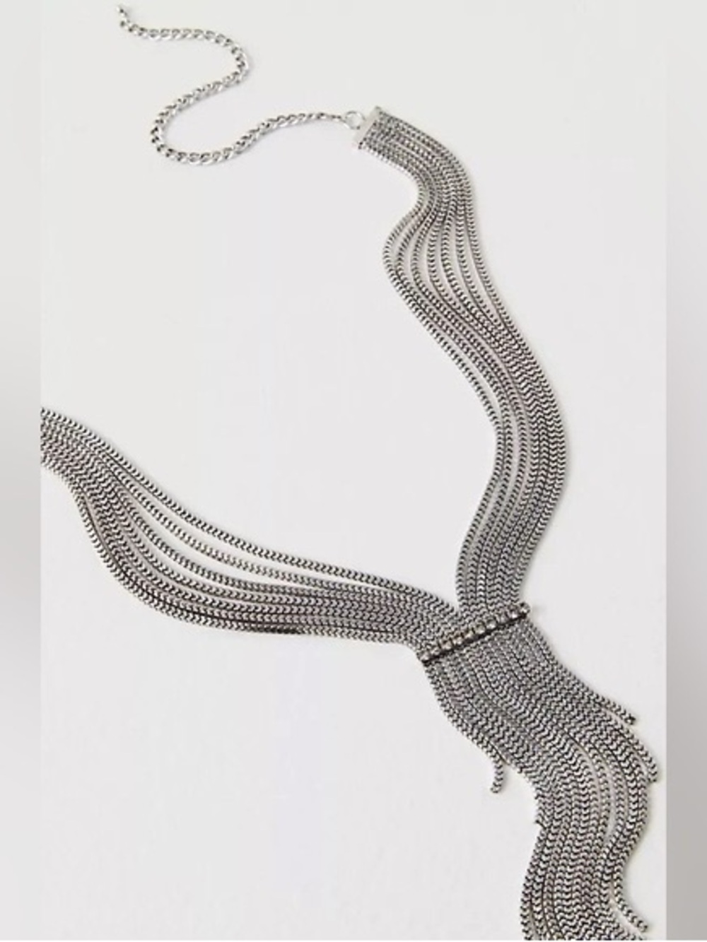 Free People Silver Multi-Chain Fringe Necklace